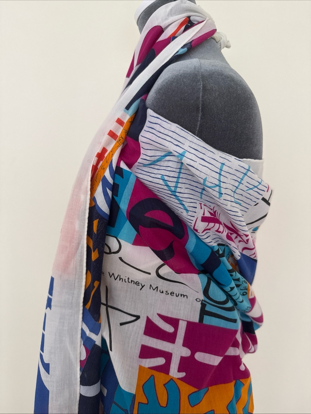 AUTHENTIC FENDI Vintage 2000s multicolor ABSTRACT ART scarf/sarong voile shawl - Picture 10 of 14